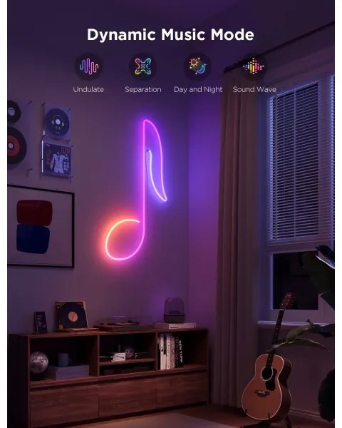 Bandă LED flexibilă Govee Neon 2 MATTER 5m RGBIC Wi-Fi IP67