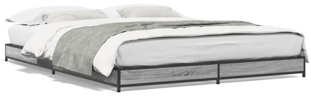 845154 vidaXL Cadru de pat, gri sonoma, 120x200 cm, lemn prelucrat și metal