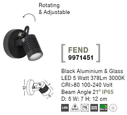 Aplica de perete LED moderna pentru iluminat exterior IP65 FEND I