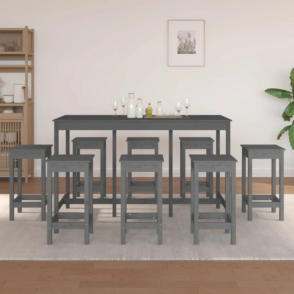 3124719 vidaXL Set mobilier de bar, 9 piese, lemn masiv de pin