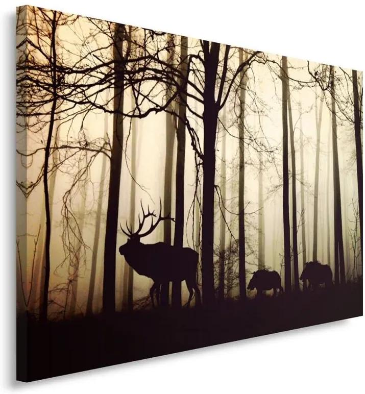 CARO Tablou pe pânză - Animals In The Forest 120x80 cm