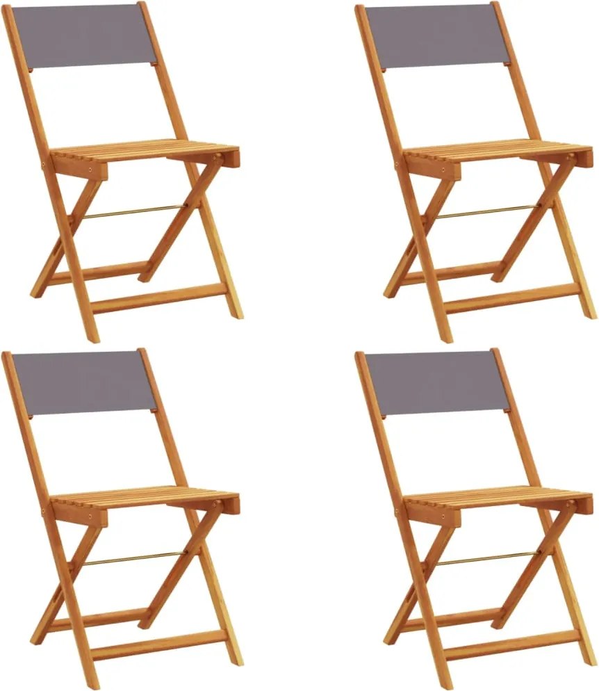 vidaXL Scaune de grădină pliabile 4 buc., textil antracit/lemn masiv