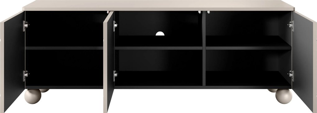 Comodă TV cu 3 uși Sonatia II 150 cm cu picioare sferice - casmir