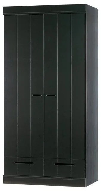 Șifonier din lemn de pin negru 94x195 cm Connect - WOOOD