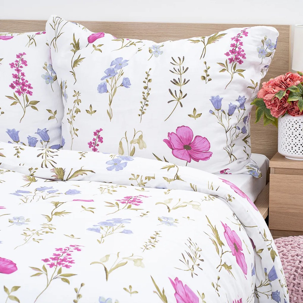 Lenjerie de pat din muselină 4Home Wildflower Harmony, 140 x 220 cm, 70 x 90 cm