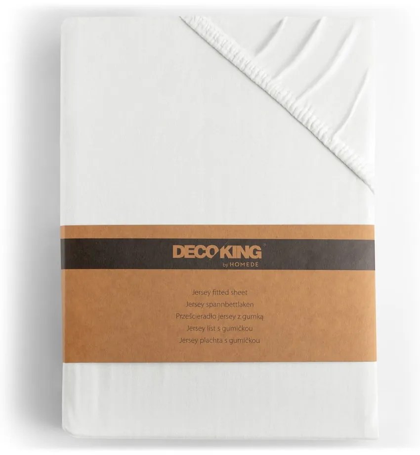 Cearceaf alb din jerseu cu elastic 140x200 cm Amber – Restilo