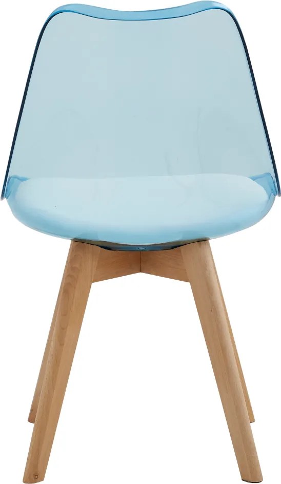 Scaun, albastru transparent, acrilic/piele ecologică/fag, BALI 2 NEW