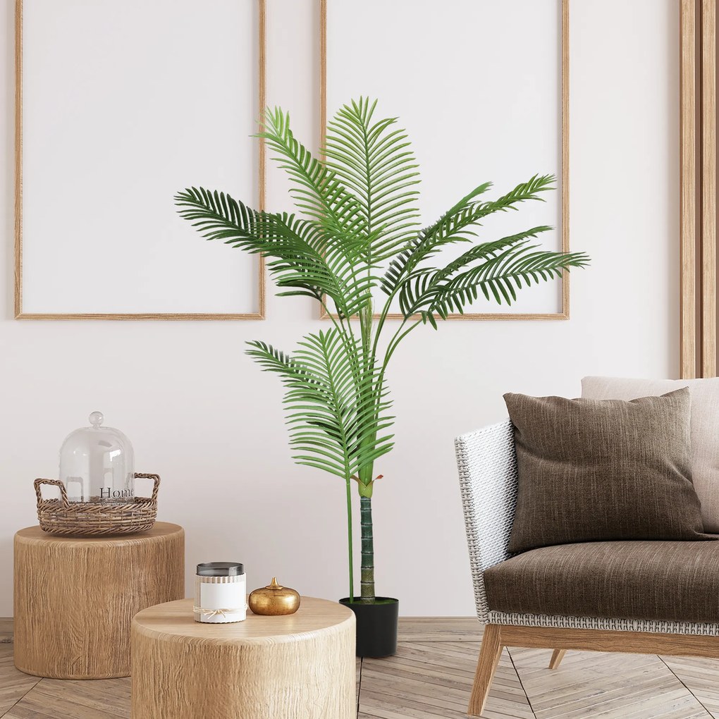 HOMCOM Palmă Artificială Areca înaltă de 150 cm, Plantă Falsă Realistă pentru Interioare cu Vas, Decorațiune pentru Casă și Birou, Verde | Aosom Romania