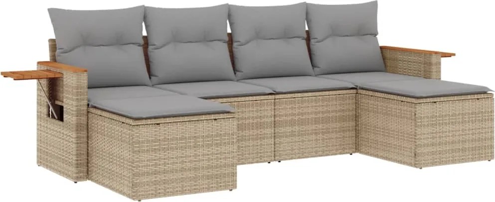 vidaXL Set canapele de grădină cu perne, 6 piese, bej, poliratan