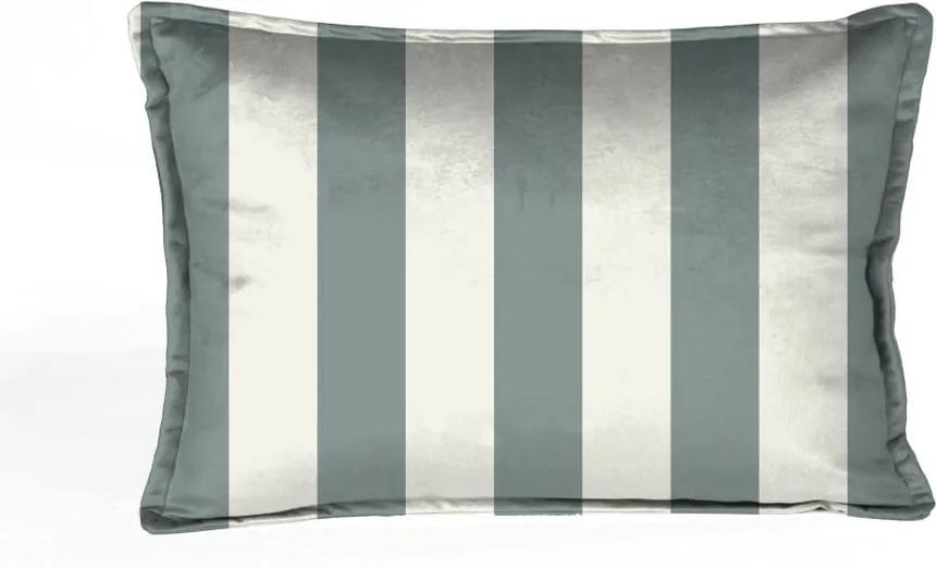 Față de pernă decorativă Velvet Atelier Stripes, 50 x 35 cm, alb-albastru