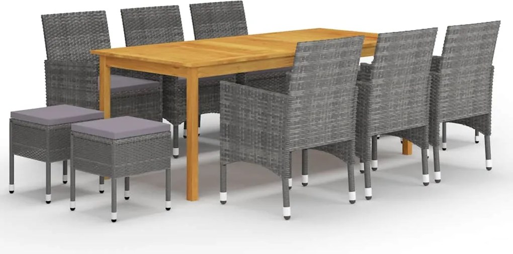 vidaXL Set mobilier de grădină, 11 piese, gri