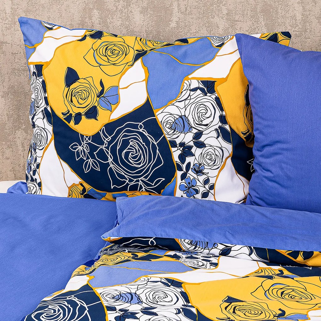 Lenjerie de pat din bumbac 4Home Blue rose, 220 x 200 cm, 2 buc. 70 x 90 cm