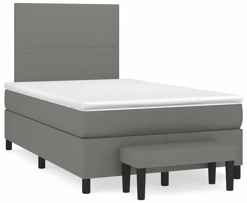 vidaXL Pat box spring cu saltea, gri închis, 120x190 cm, textil
