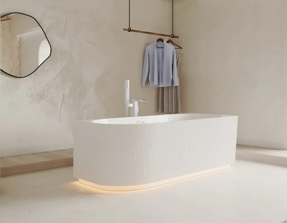 Cada freestanding Yara LED, colt perete dreapta, iluminare LED, acril, Alb lucios,160 cm, 5021R LED