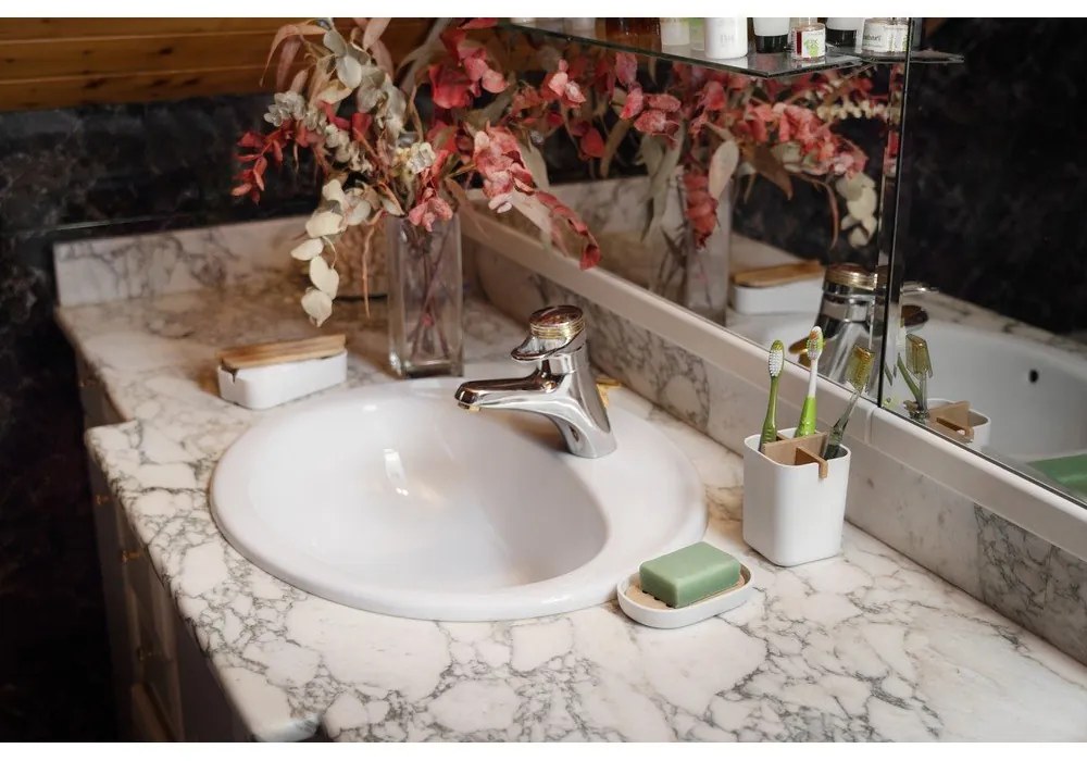 Organizator pentru baie Compactor Ecologic, 8,4 x 7,8 cm, alb