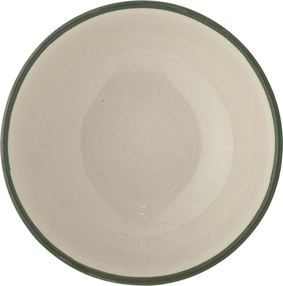 Bol din ceramică, verde, model mediteranean pictat manual, 6 x 15 cm, „Karlie”