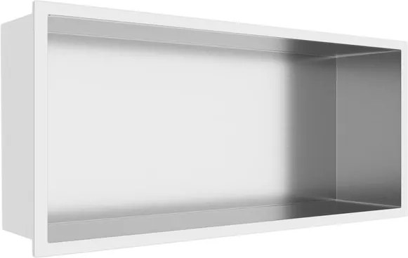 Raft incastrat dreptunghiular Balneo Wall-Box One cu rama 45x20x10 cm inox