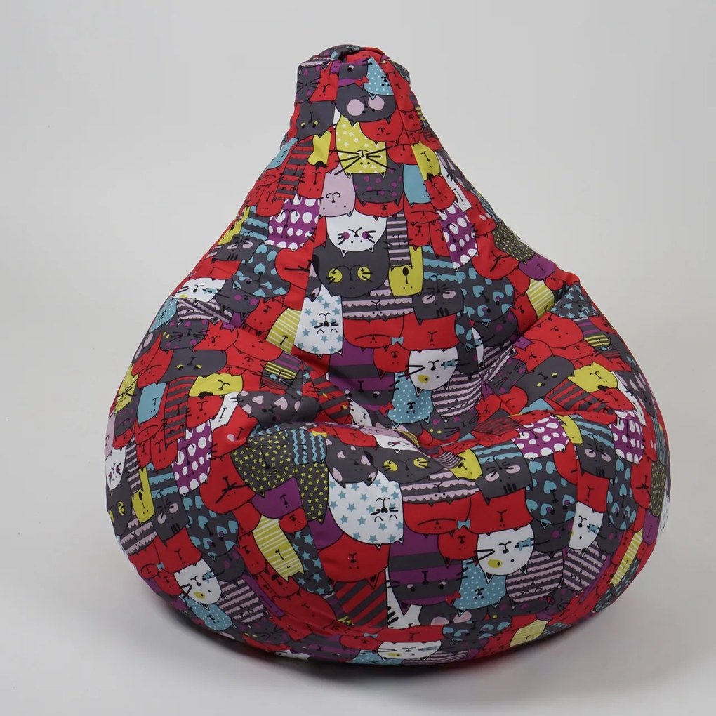 Fotoliu puf copii, Nirvana Light Pufrelax, Material Impermeabil, imprimeu cu pisici - Cattitude