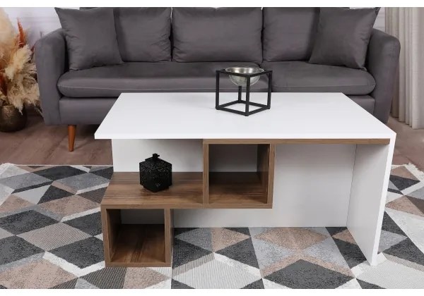 Măsuță de cafea DILAY 52x100 cm maro/albă