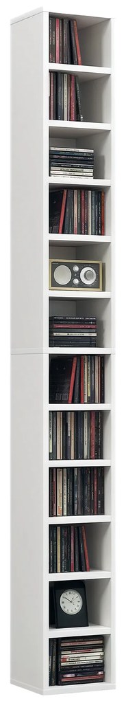 HOMCOM Depozite pentru CD-uri și DVD-uri cu 12 compartimente, capacitate maximă 204 CD-uri, 21 x 20 x 175 cm, alb | Aosom Romania
