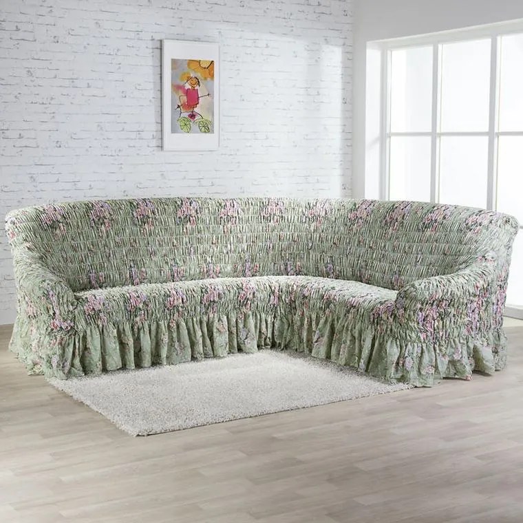Gaico Huse elastice cu volan FIORELA verzue colţar (l. 350 - 530 cm)
