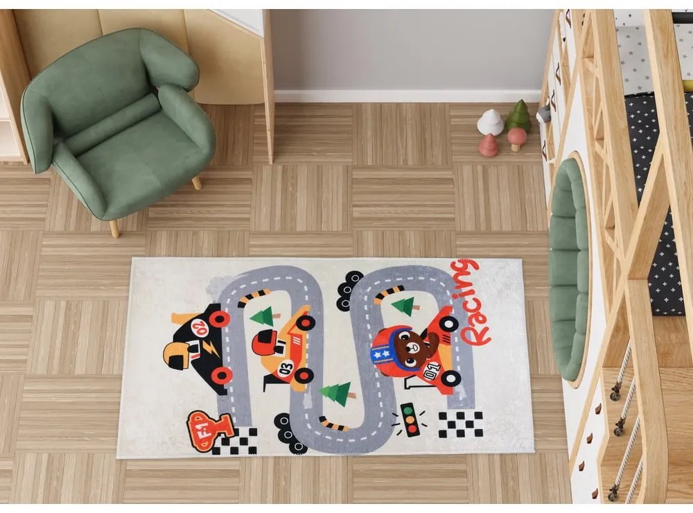 Covor de joacă pentru copii fildeș lavabil 160x230 cm Race Time – Vitaus