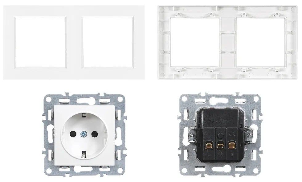 Nova priză împământată priză dublă 16A 250V cu cadru alb