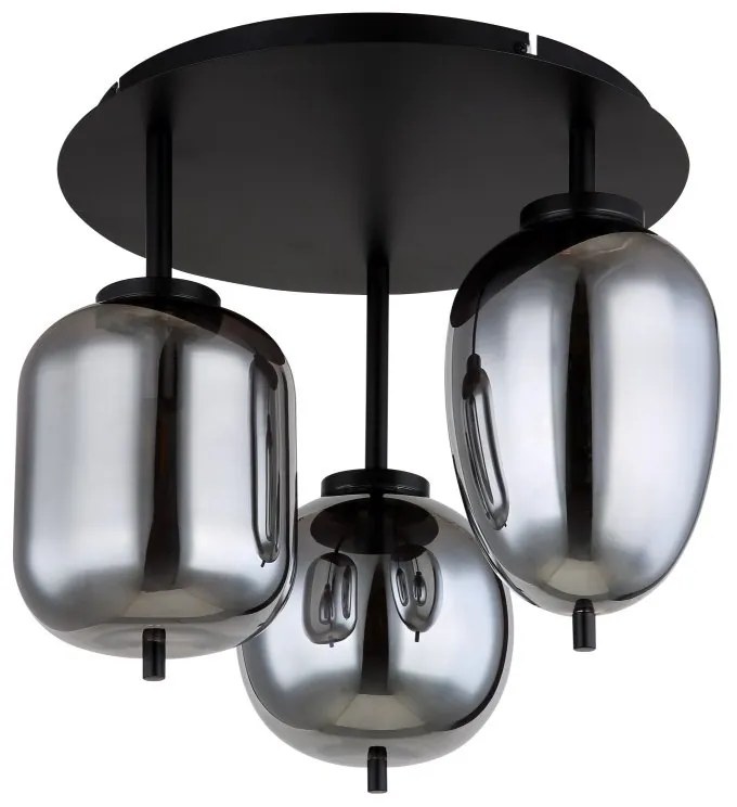 Plafoniera cu 3 surse de iluminat design modern Blacky negru mat