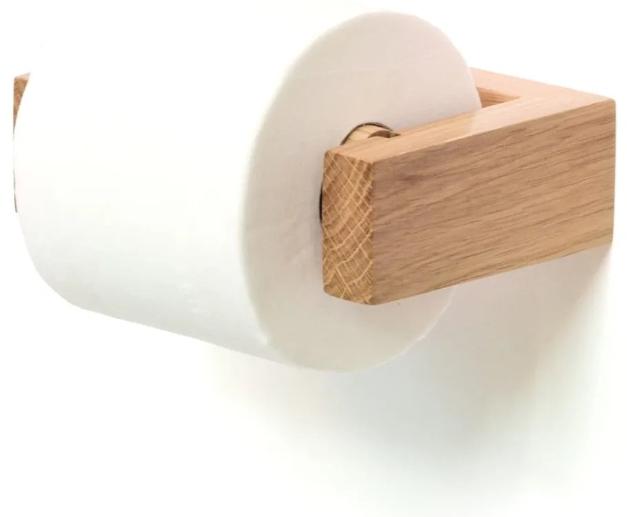 Suport de perete din lemn de stejar pentru hârtie igienică, Wireworks Mezza