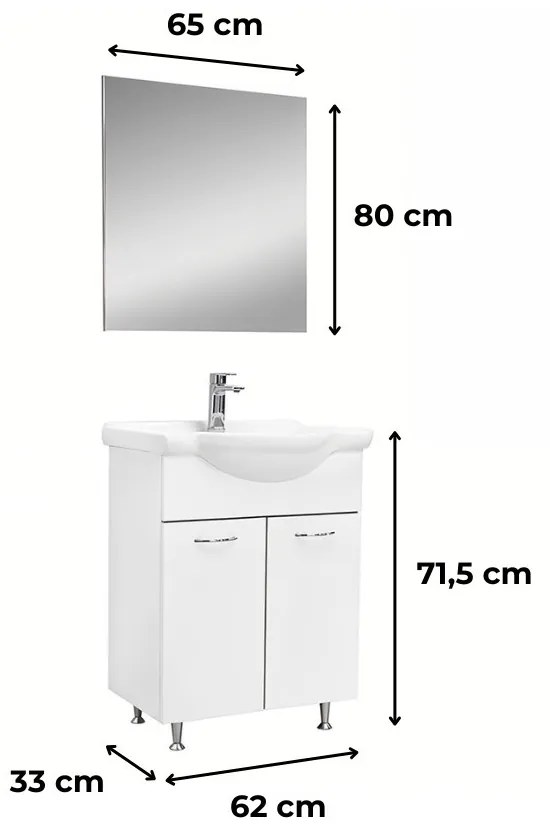 Ruben Prime 65 mobilier de baie complet Alb