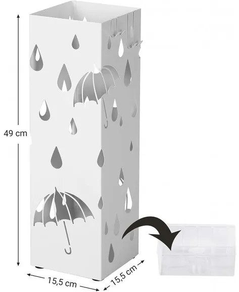 Suport Umbrela Drops Alb, 15.5 x 15.5 x 49 cm
