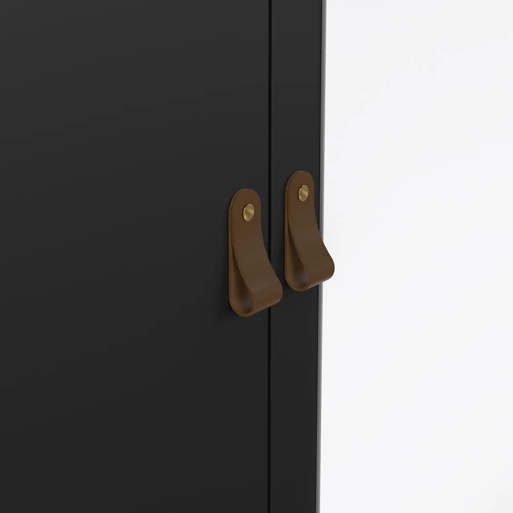 Șifonier negru cu oglindă 150x199x58 cm Madrid – Tvilum