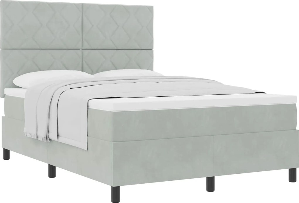 vidaXL Pat cu arcuri cu saltea Gri deschis 140 x 200 cm Catifea