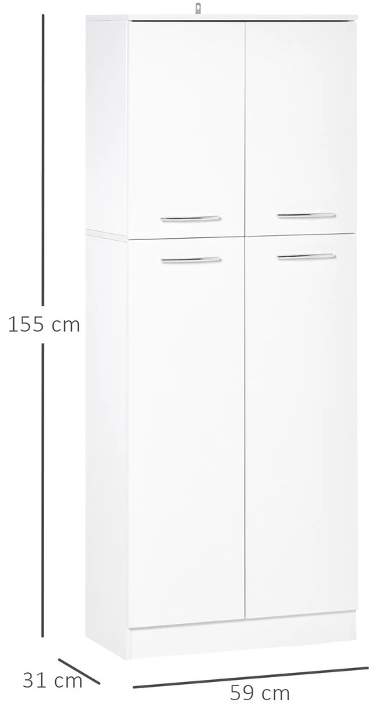 HOMCOM Dulap Compact cu Rafturi Ajustabile, 2 Compartimente, Design Modern, 59x31x155 cm, Alb | Aosom Romania