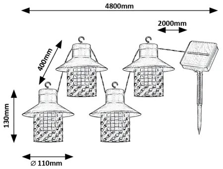 Rabalux 77003 - Lampa solară LED XIMPU 8xLED/0,1W/1,2V IP44