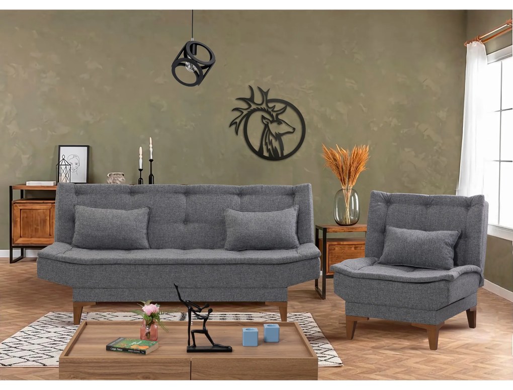 Set canapea fotoliu 3+1 Santic (gri închis). 1072704
