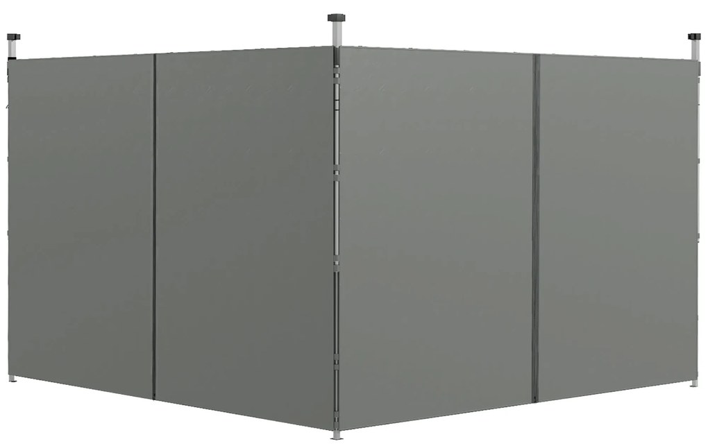 Outsunny Panouri Laterale pentru Foisor cu Usi cu Fermoar, pentru Foisoare Pliabile de 3x3(m) sau 3x6m, Gri Inchis | Aosom Romania