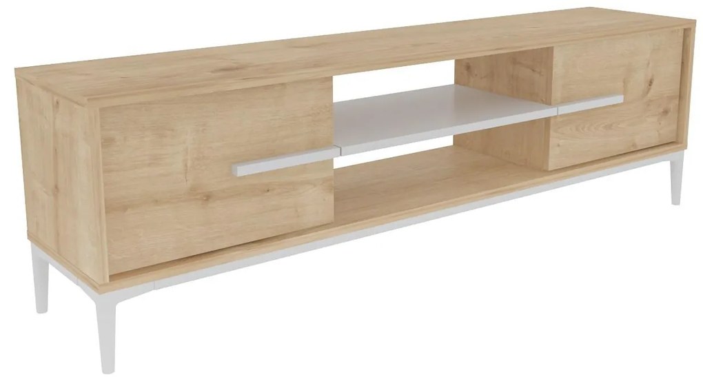 Dulap TV Eslametta (Stejar + alb). Promo -10%. 1107293