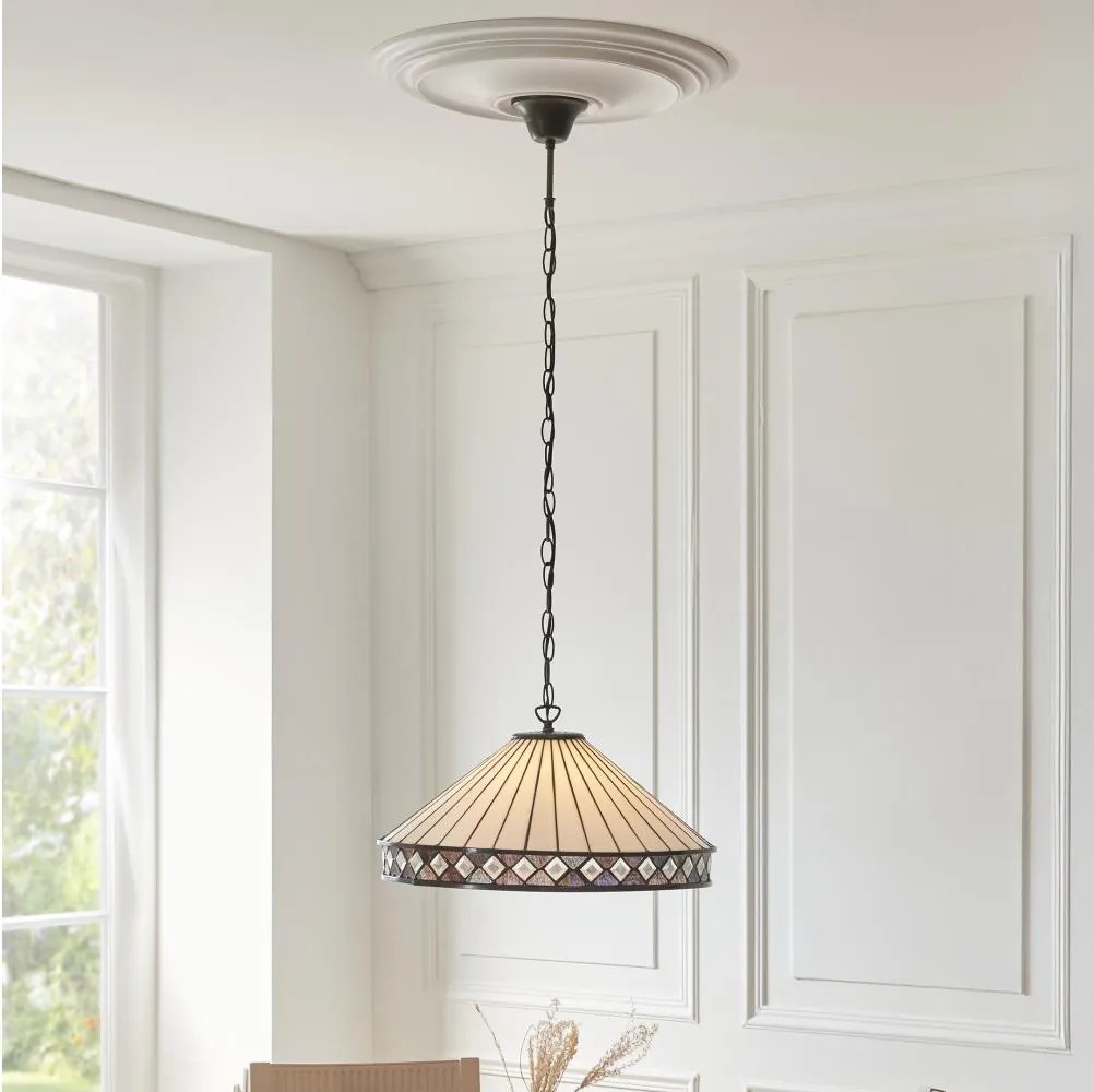 Endon 111961 - Lustru suspendat cu lanț Tiffany FARGO 3xE27/10W/230V diam. 50 cm