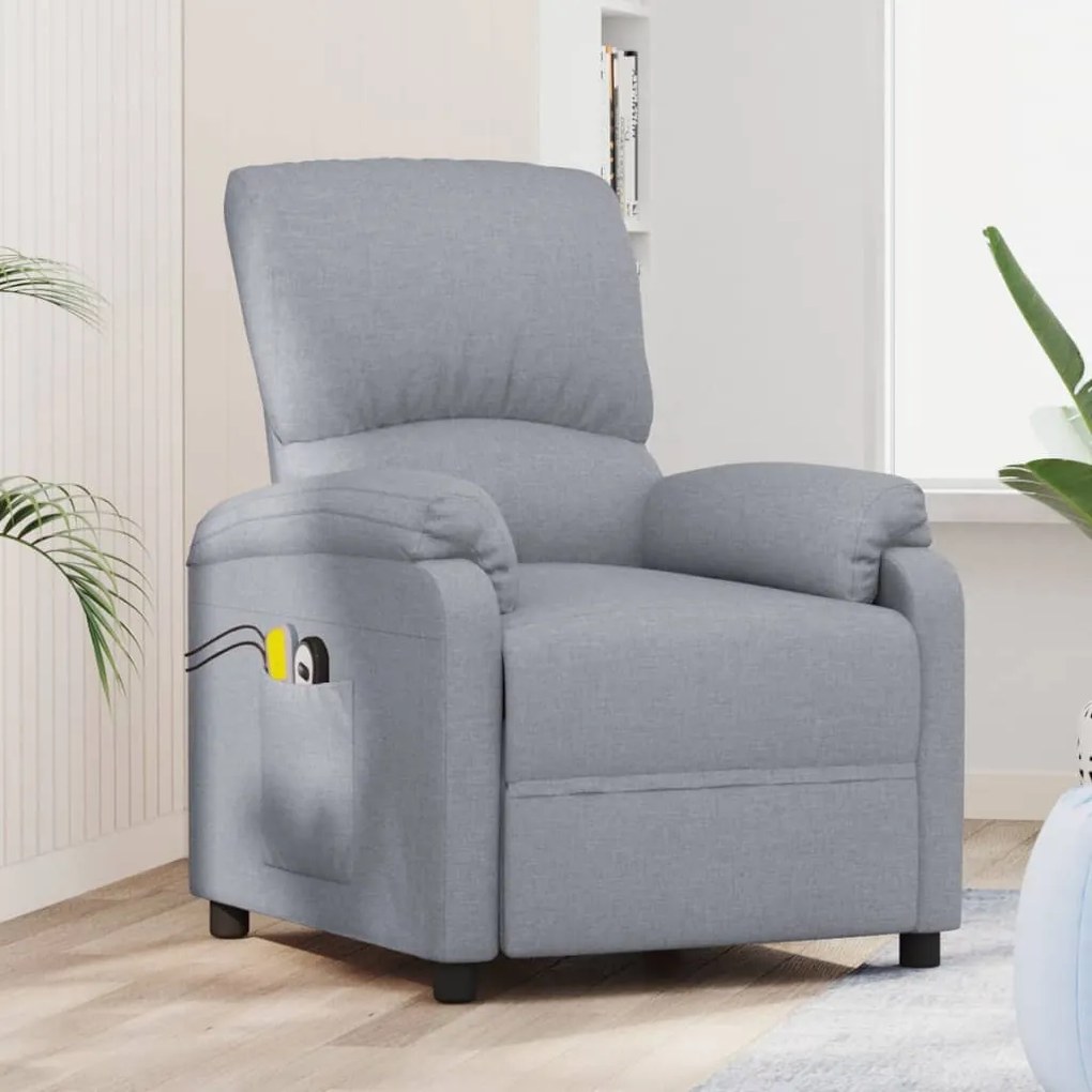 3073852 vidaXL Fotoliu de masaj electric rabatabil, gri deschis, textil