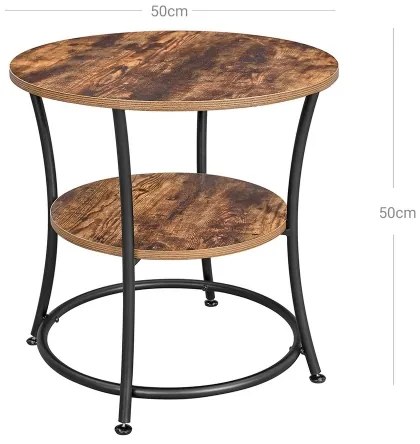 Măsuță laterală ELDUR, maro/negru