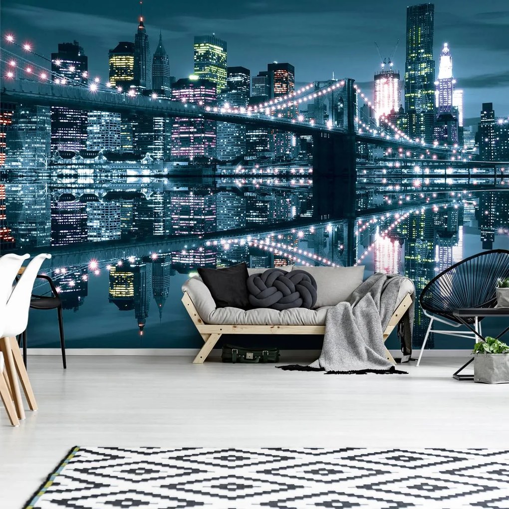 Fototapet - New York Bridge noaptea (152,5x104 cm)