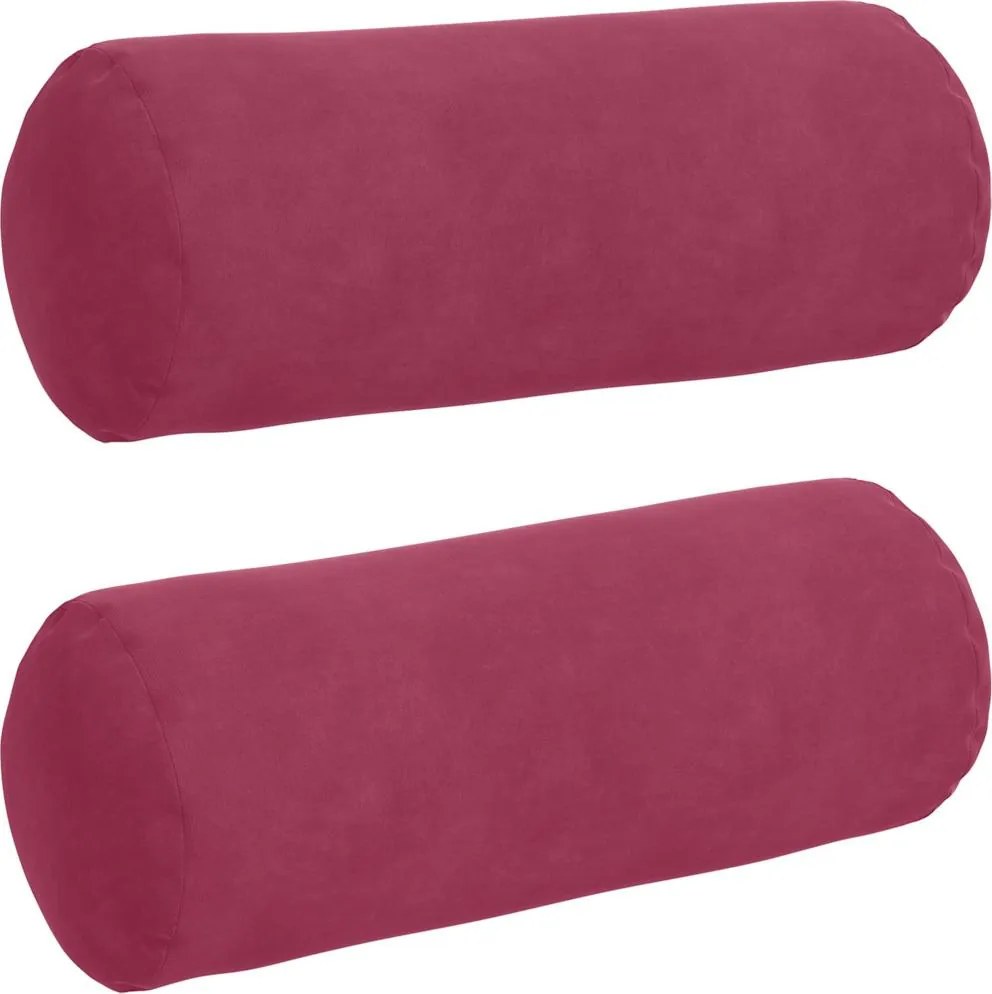 vidaXL Perne Bolster 2 pcs Roșu Vin Ø 15 x 40 cm Țesătură din corduroy