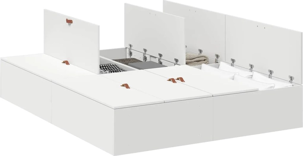 vidaXL Cadru de pat cu depozitare Alb 140 x 190 cm Lemn compozit