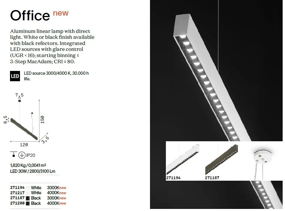 Lustra LED suspendata liniara OFFICE SP 4000K BK