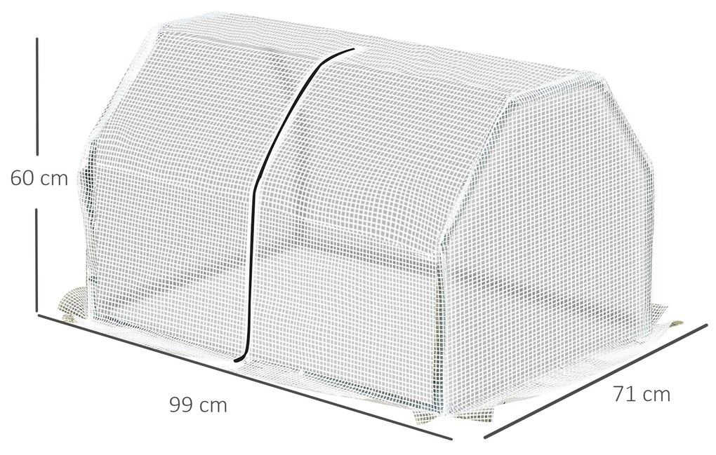 Mini Seră Outsunny pentru grădină și balcon din plastic PE și oțel cu închidere cu fermoar, 99x71x60 cm, de culoare alb transparent | Aosom Romania