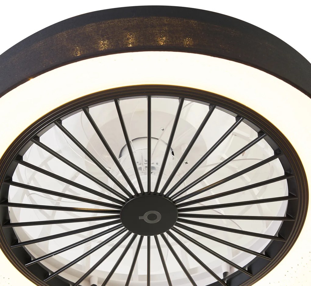 Ventilator de tavan negru cu efect de stea 47cm Incl. LED Dimmabil cu telecomandă - Emily