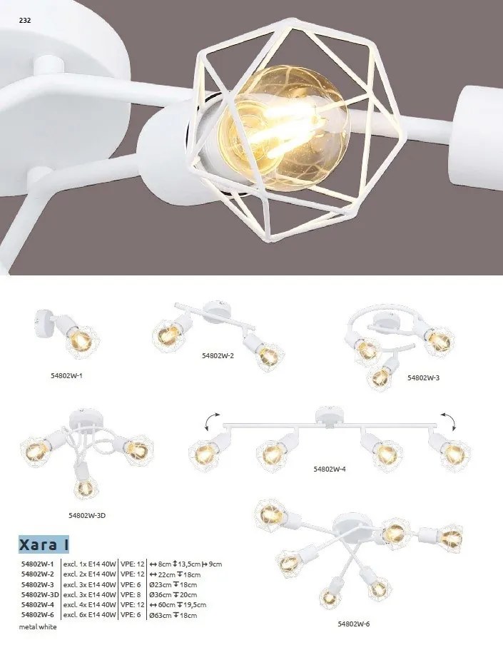 Aplica cu spot design industrial XARA I alb