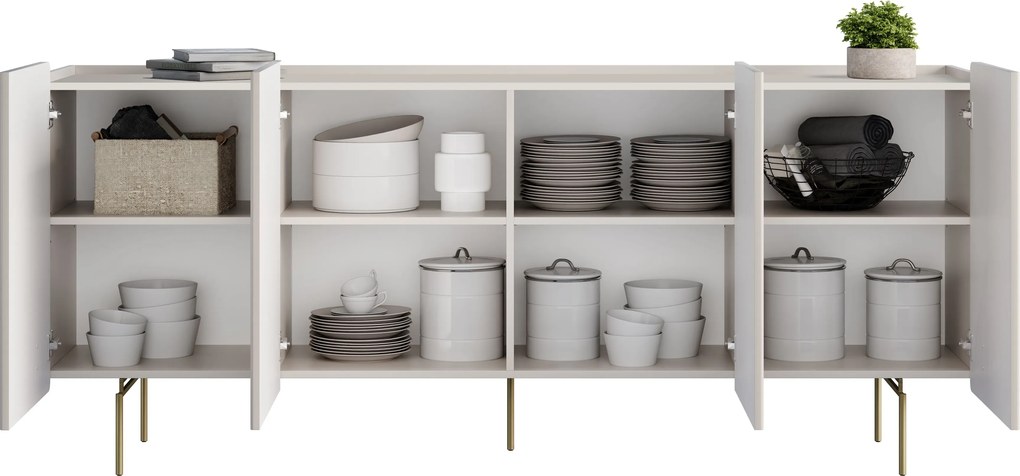 Comodă cu patru uși Malmi 200 cm - cașmir / picioare aurii