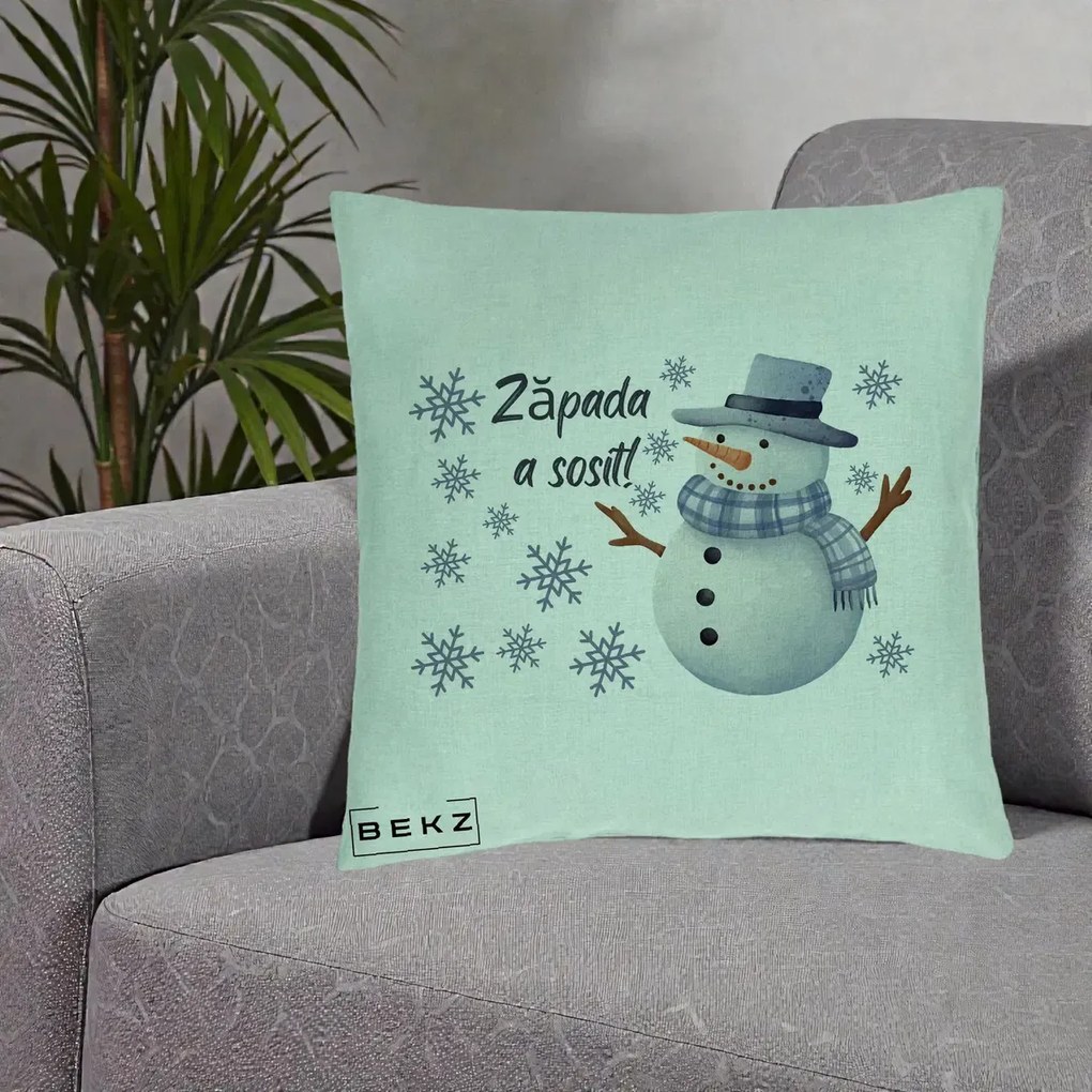 Perna Decorativa Zapada a Sosit Om de Zapada, 40x40 cm, Verde Menta, Husa Detasabila, Perna Inclusa, BEKZ®